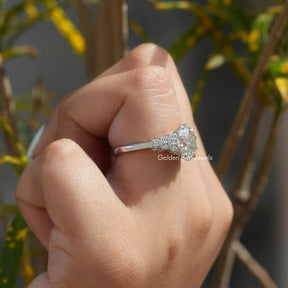 View Of Old European Round Cut Moissanite Ring In White Gold