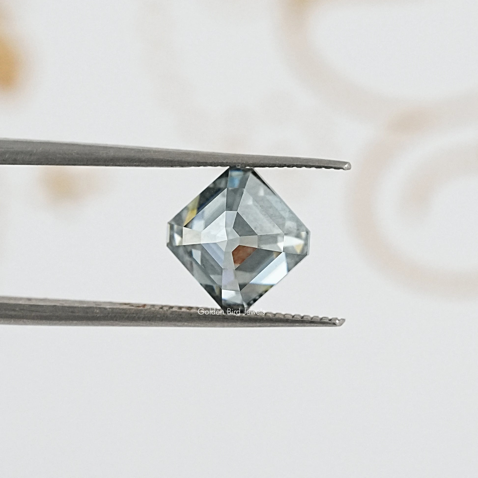 Close up View of Asscher Shape Moissanite Loose Stone for Engagement Jewelry