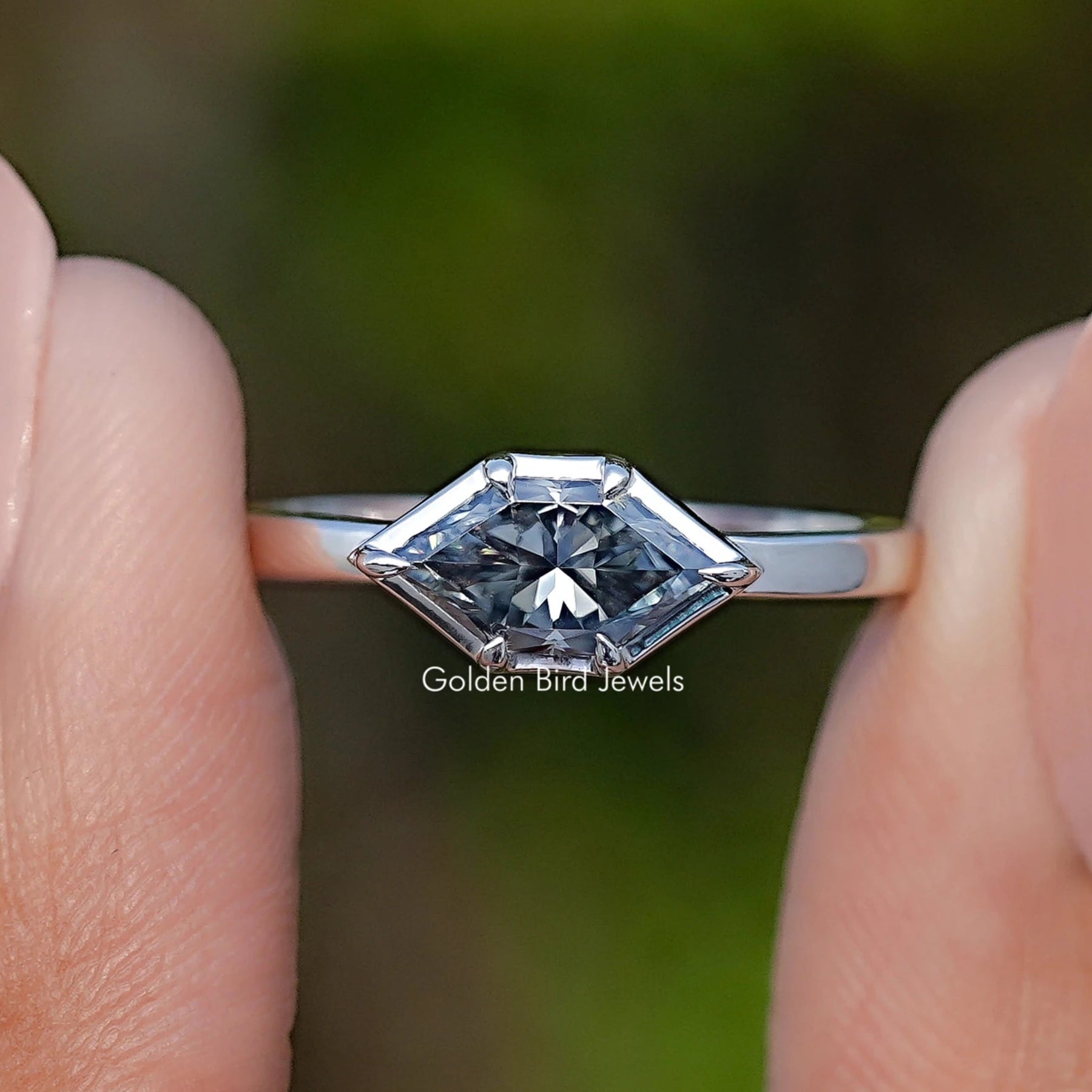 Gray Dutch Marquise Moissanite Solitaire Ring