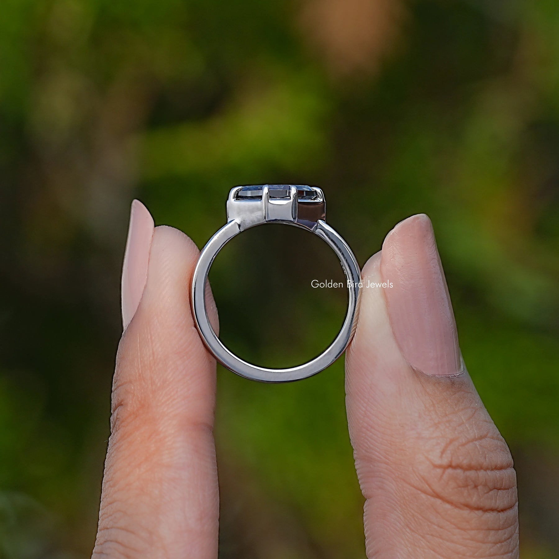 Gray Dutch Marquise Moissanite Solitaire Ring