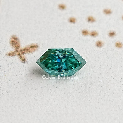 Blue Green Dutch Marquise Moissanite Gemstone