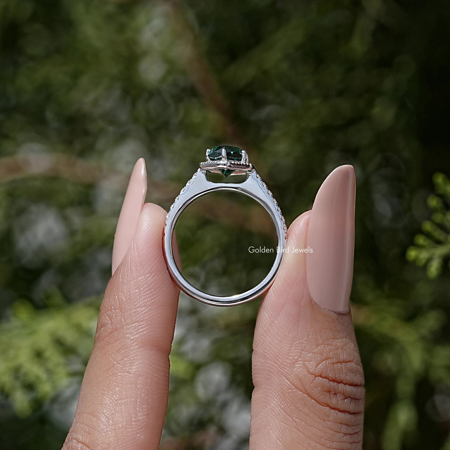 Dutch Marquise Moissanite Gemstone Halo Accent Ring