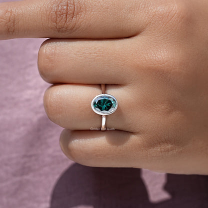 Oval Moissanite Diamond Bezel Set Wedding Ring