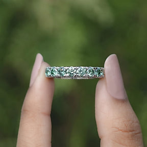 Green Round Cut Moissanite Eternity Band