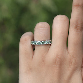 Green Round Cut Moissanite Eternity Band