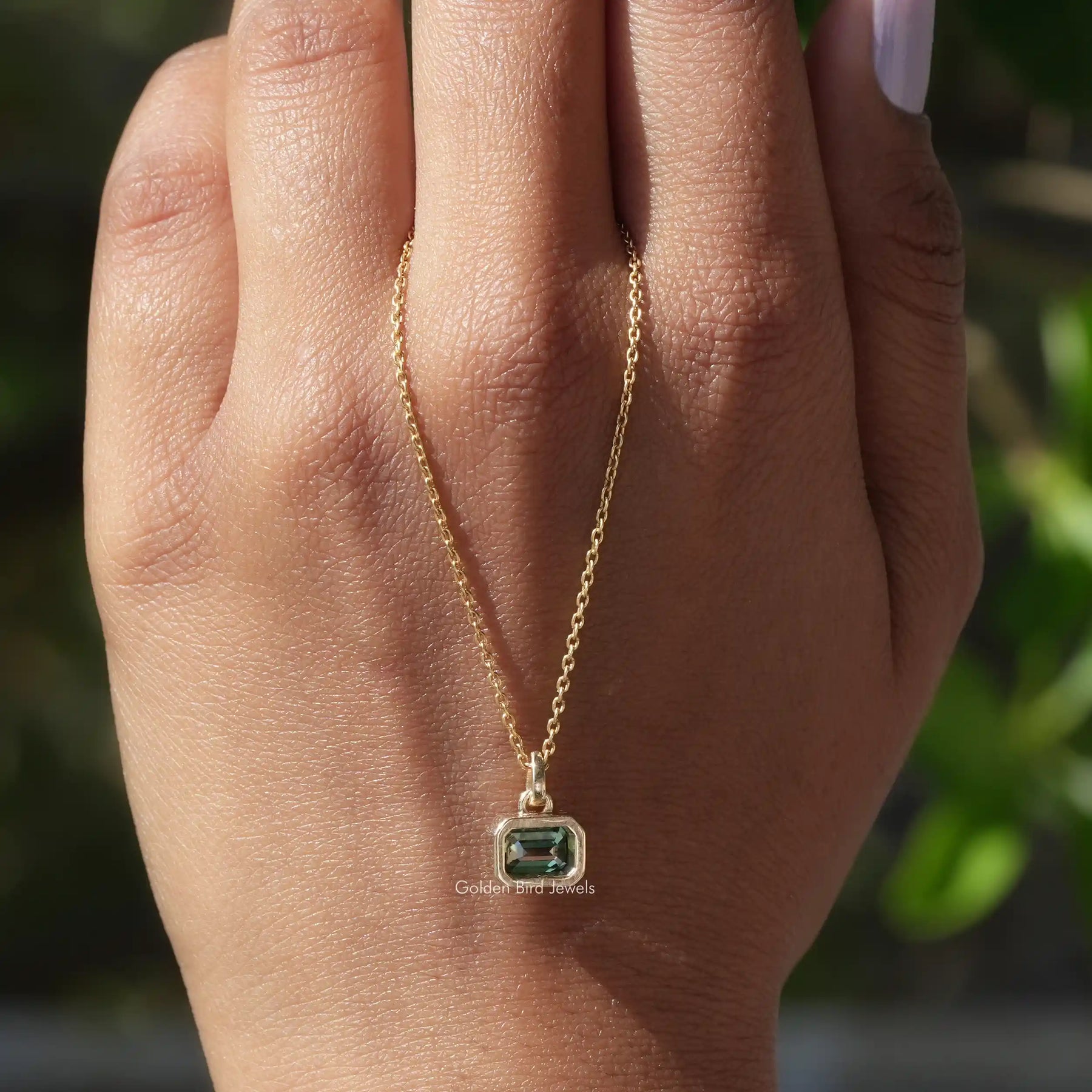 Green Emerald Moissanite Solitaire Pendant