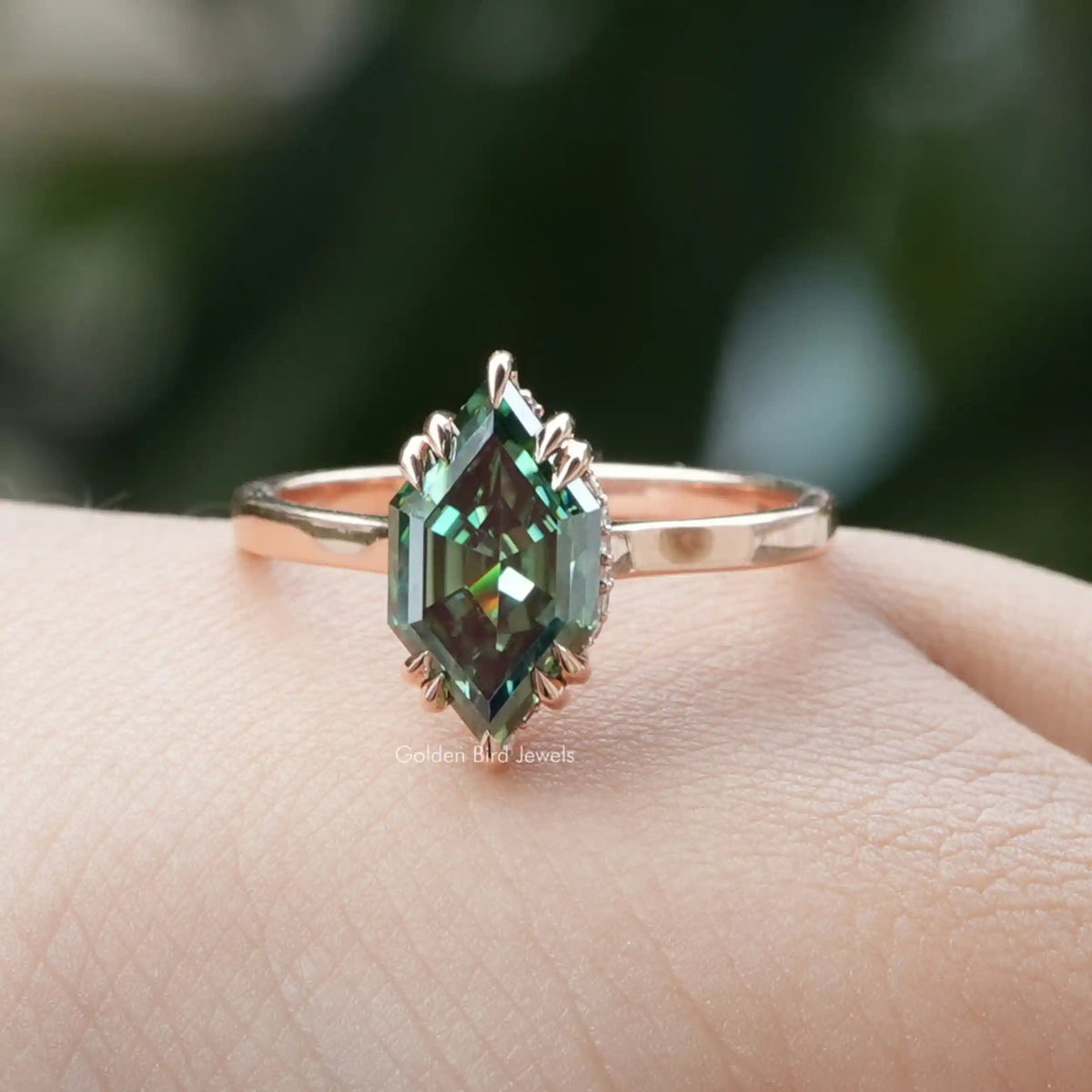 View of Green Marquise Cut Solitaire Engagement Ring