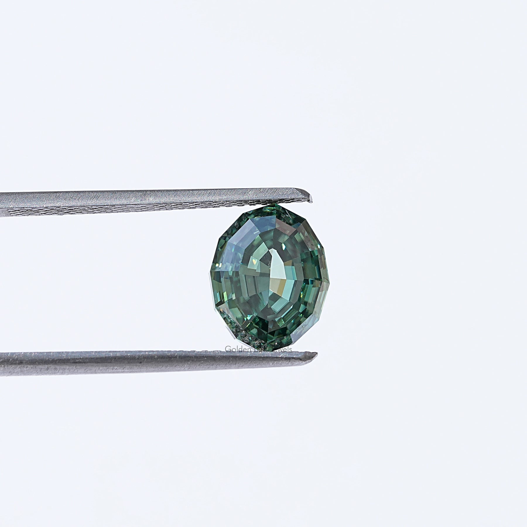 [Green Step Cut Oval Loose Moissanite]-[Golden Bird Jewels]