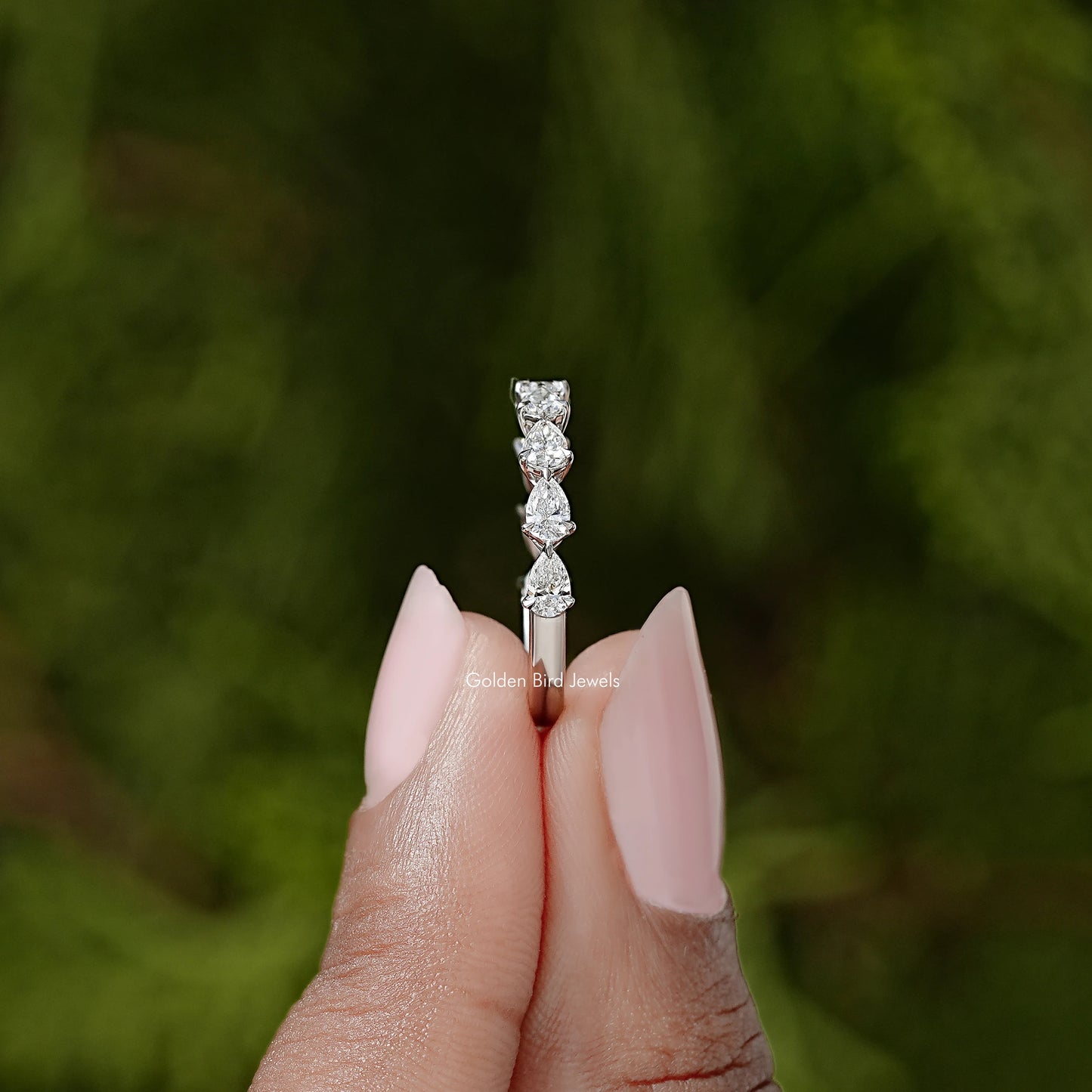 Pear Cut Lab Diamond Eternity Wedding Band