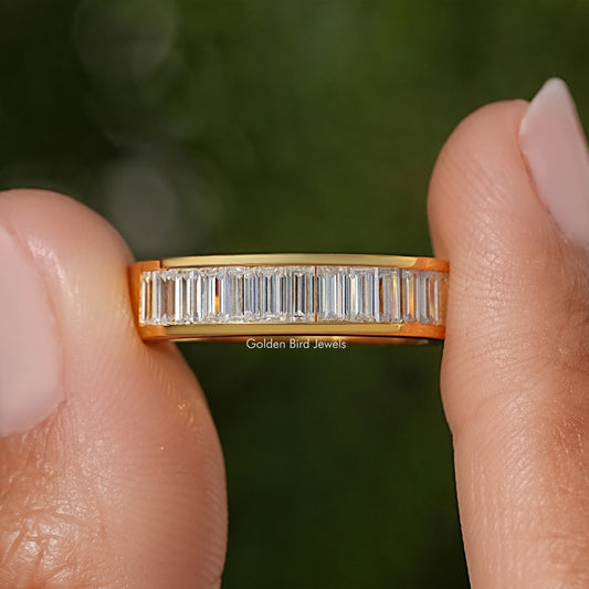 Baguette Cut Moissanite Channel Set Wedding Band