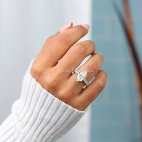 In finger front view of the marquise cut half eternity ring 