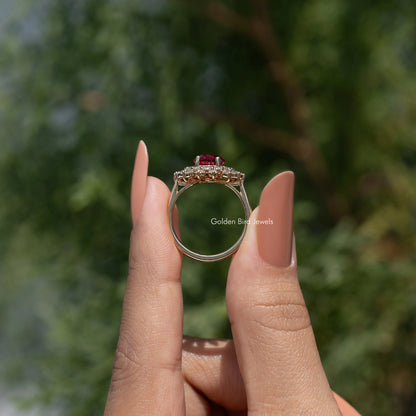 Oval Gemstone Halo Engagement Ring