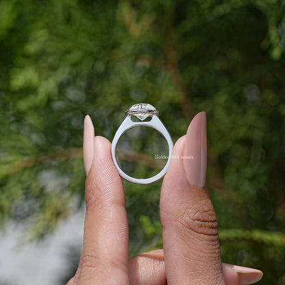 Heart Cut Moissanite Diamond Halo Anniversary Ring