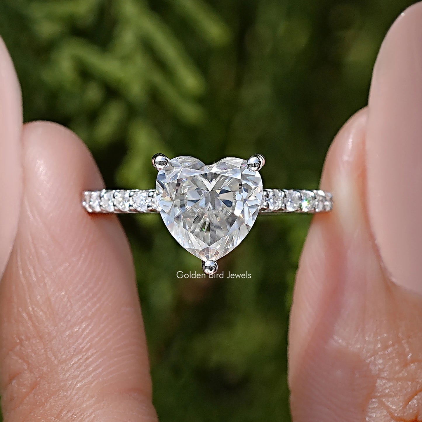 Heart Shape Moissanite Solitaire Engagement Ring