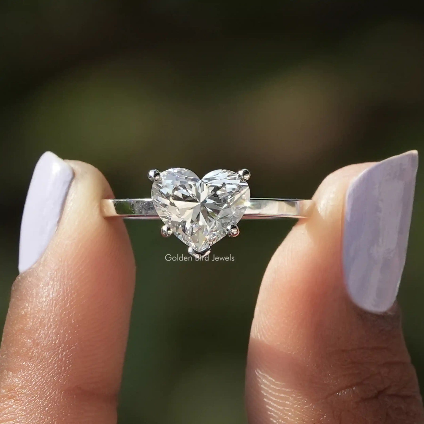 [Colorless Heart Shaped Lab Diamond Engagement Ring]-[Golden Bird Jewels]