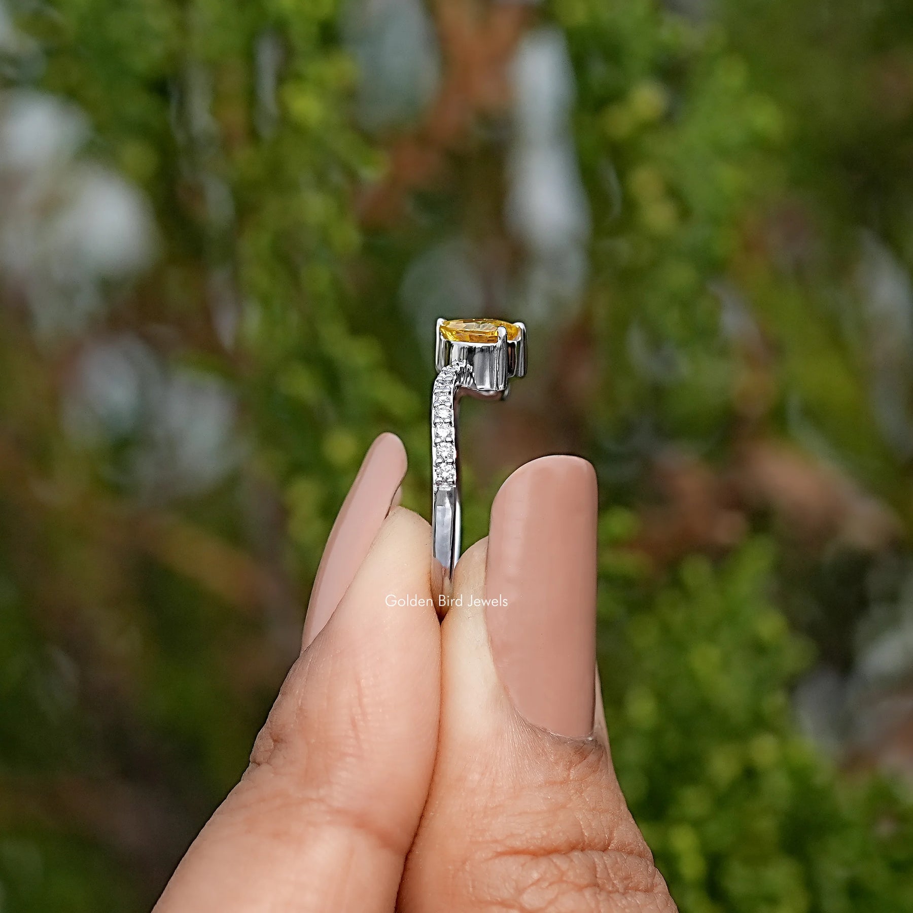 Yellow And Pink Heart Gemstone Toi Et Moi Ring