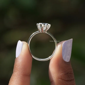 [White Gold Heart Shaped Lab Grown Diamond Engagement Ring]-[Golden Bird Jewels]