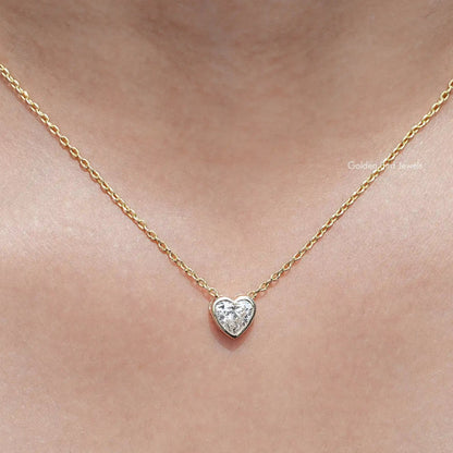 Front View of Heart Shaped Lab Diamond Solitaire Pendant
