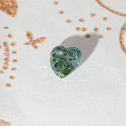 Blue Green Heart Loose Moissanite