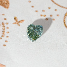 Blue Green Heart Loose Moissanite