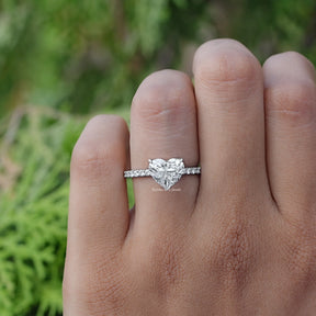 Close-Up View of Heart Cut Diamond Solitaire Ring In White Gold