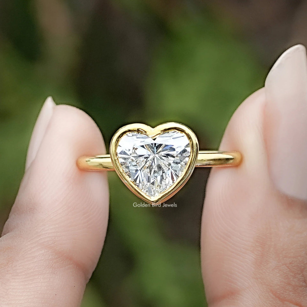 Heart Shaped Lab Diamond Bezel Set Ring
