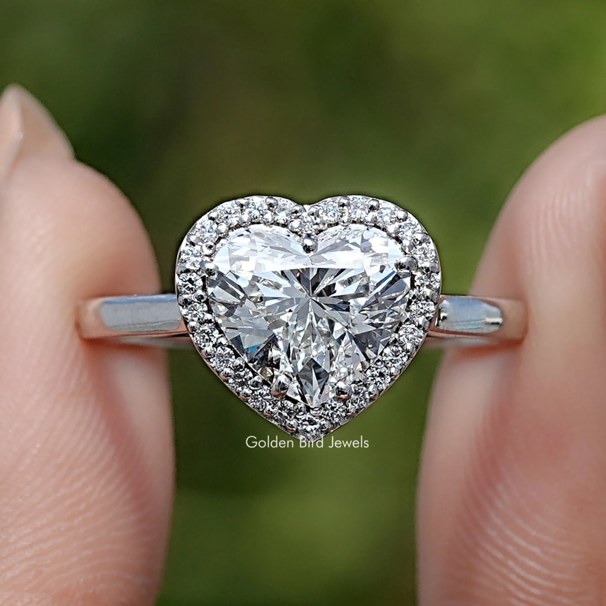 Heart Shaped Lab Diamond Halo Engagement Ring