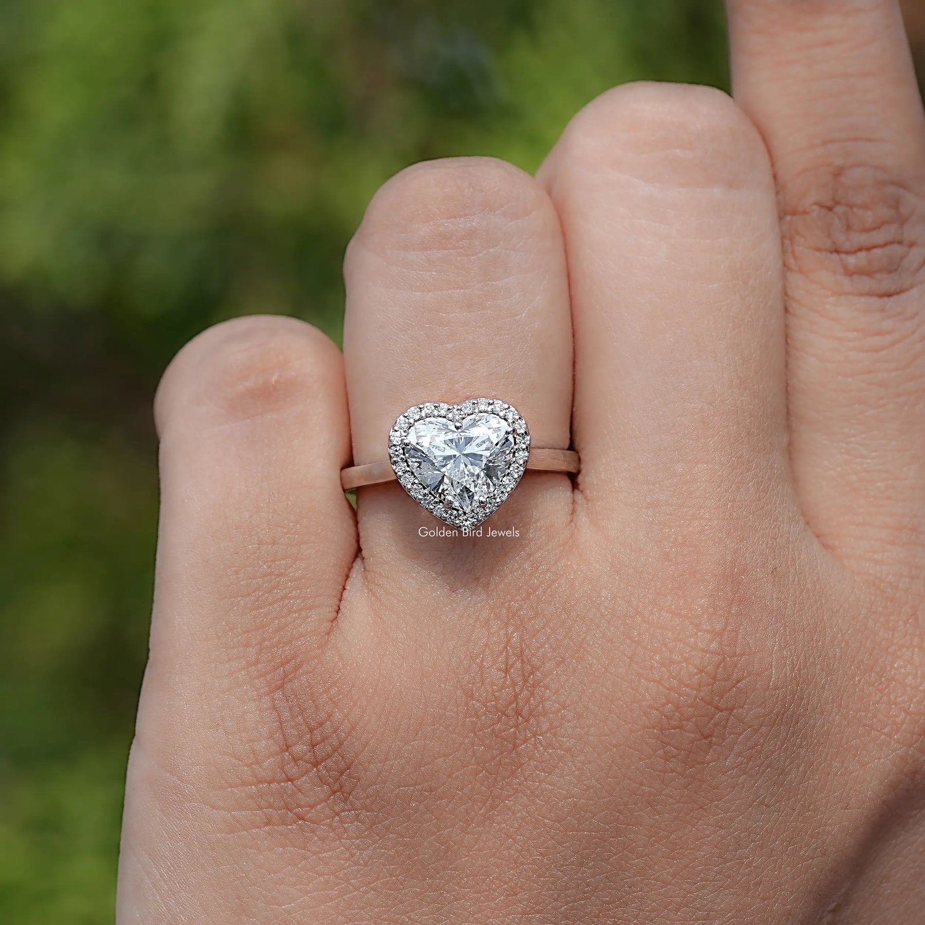 Heart Shaped Lab Diamond Halo Engagement Ring