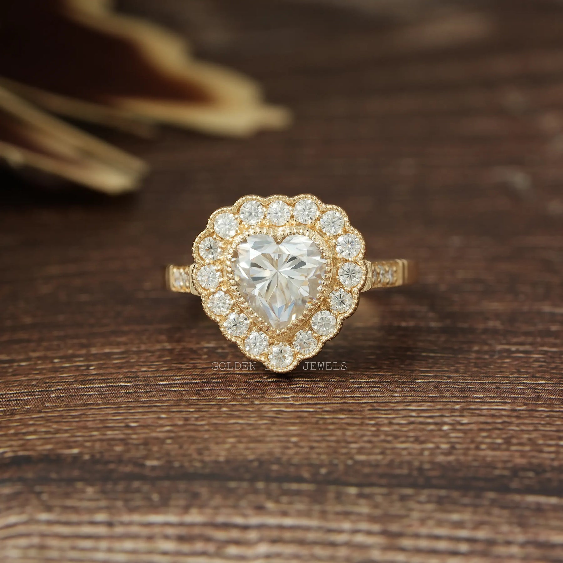 Heart Shaped Lab Diamond Halo Accent Ring