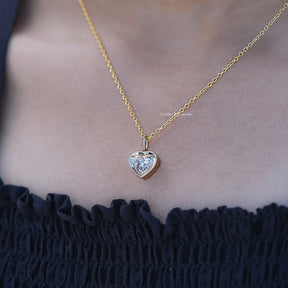 Bezel Set Heart Shaped Lab Diamond Solitaire Pendant