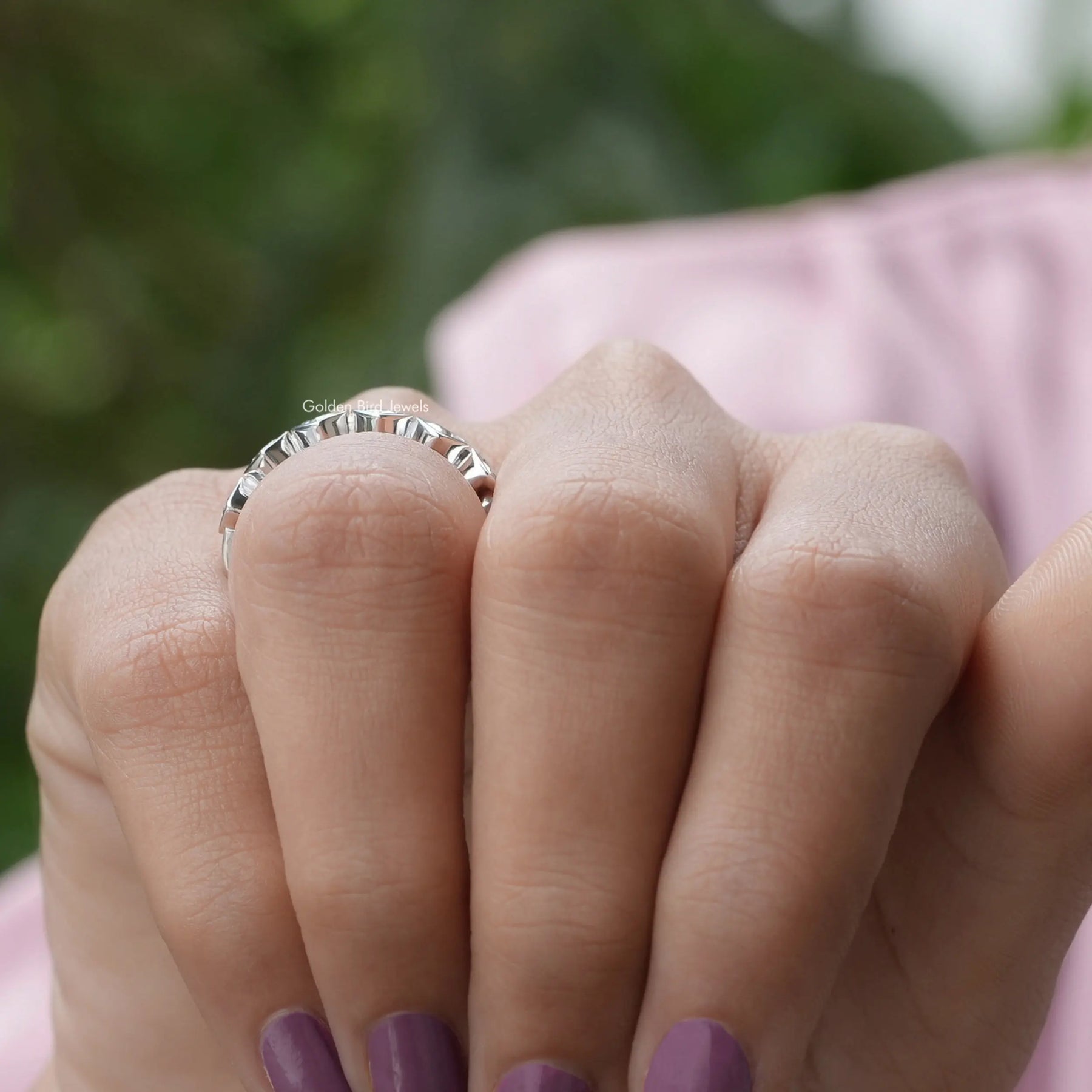 [Colorless Heart Shaped Wedding Band]-[Golden Bird Jewels]