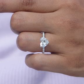 Detailed View Of Heart Cut Solitaire Diamond Ring In White Gold