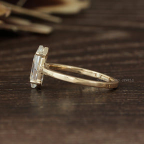 [Moissanite Portrait Hexagon Cut Solitaire Ring]-[Golden Bird Jewels]