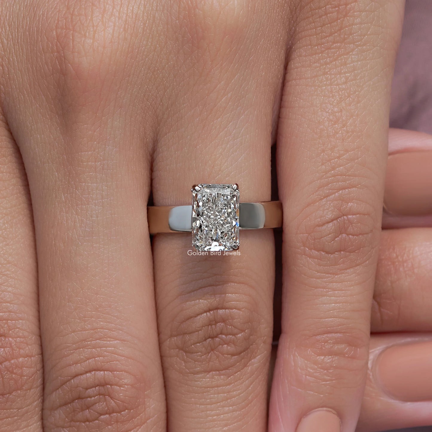 Hidden Halo Radiant Cut Lab Diamond Ring