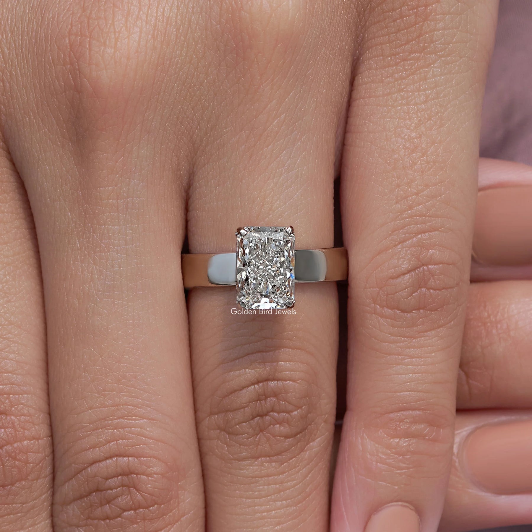 Hidden Halo Radiant Cut Lab Diamond Ring