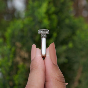 Hidden Halo Radiant Cut Lab Diamond Ring