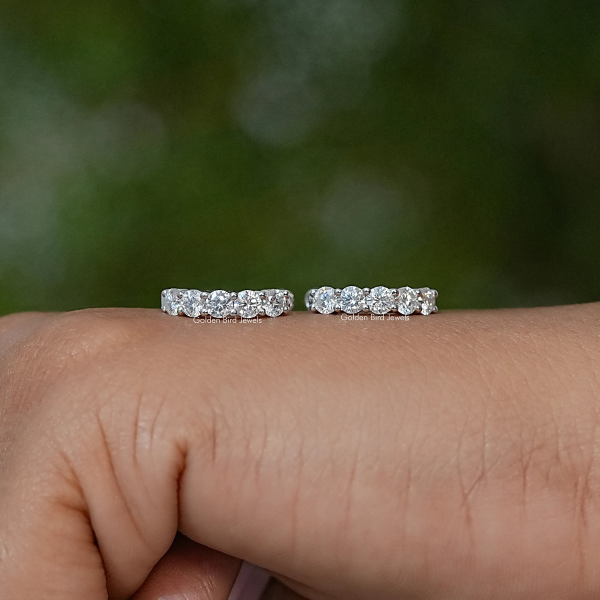 Moissanite round-cut stud earrings, pair
