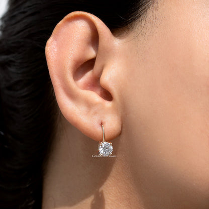 Round Cut Lab Grown Diamond Dangle Drop Earrings