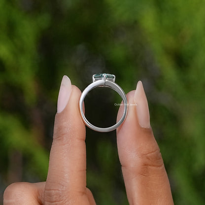Kissen Moissanit Edelstein Ring mit geteilter Ringschiene