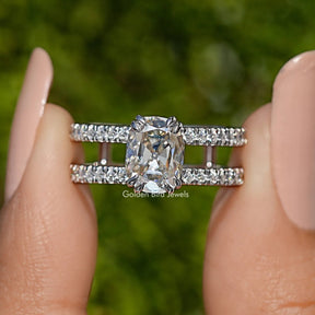 Irregular Old Mine Cushion Cut Moissanite Ring