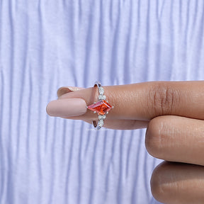 Sunstone Orange Kite Gemstone Accent Set Ring