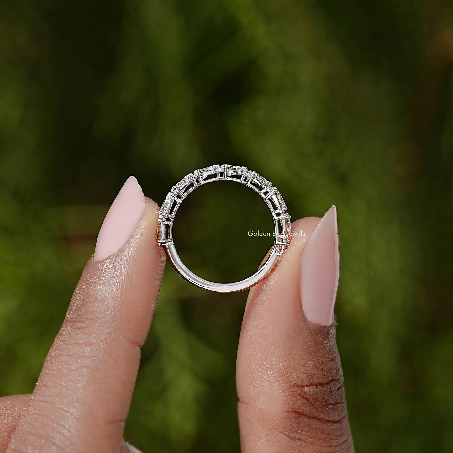 Pear Cut Lab Diamond Eternity Wedding Band