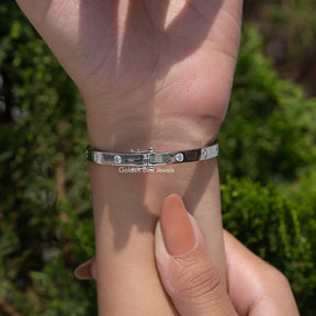 Round Cut Lab Grown Diamond Flush Set Bangles