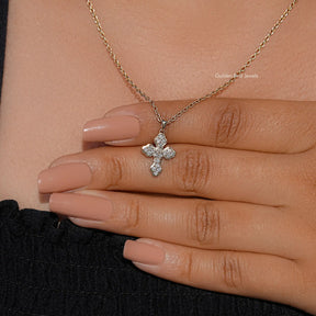 Pear And Round Lab Diamond Criss Cross Pendant