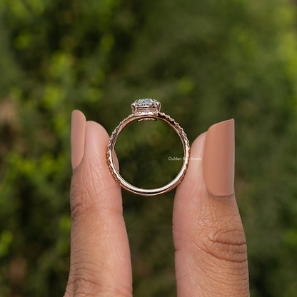Oval Cut Lab Diamond Curved Accent  Ring