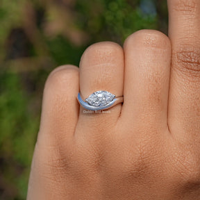 Marquise Cut Lab Diamond Curved Solitaire Ring