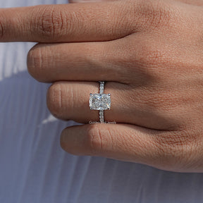 Lab Diamond Cushion Hidden Halo Engagement Ring