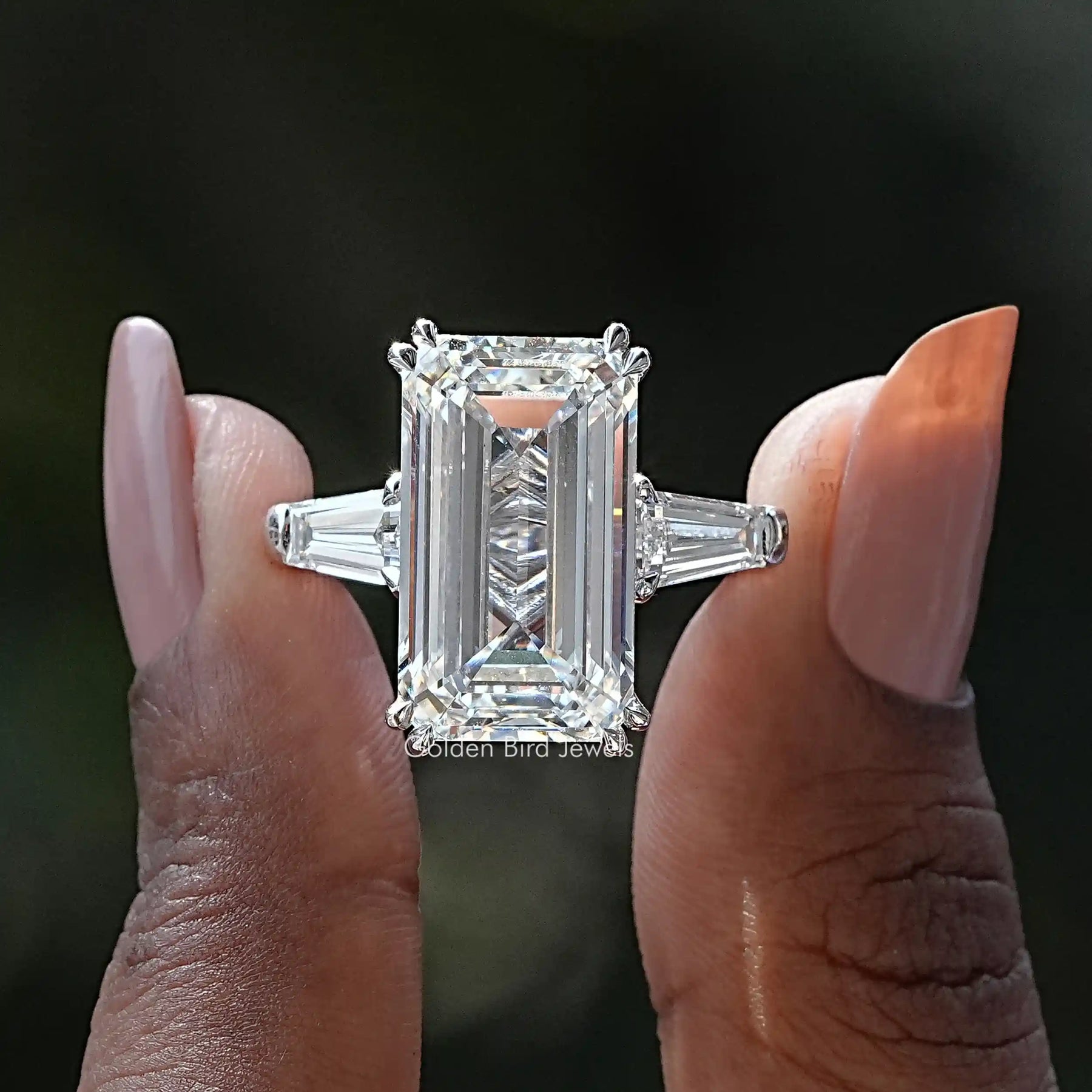 [Emerald Cut Lab Diamond Ring]-[Golden Bird Jewels]