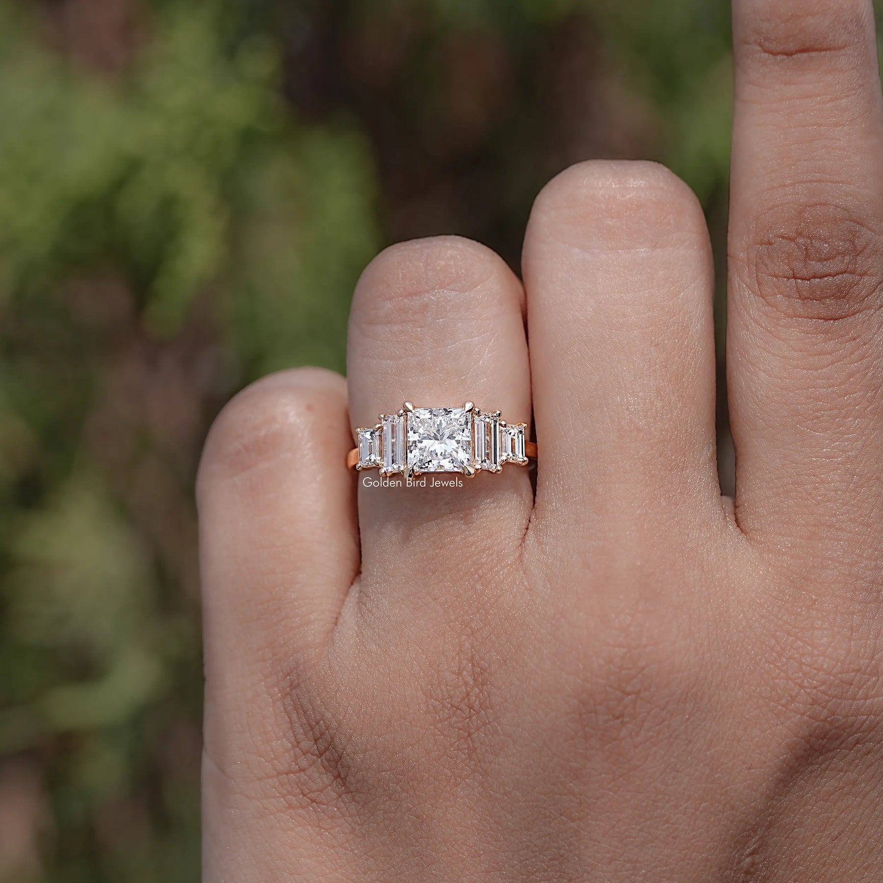 Princess And Baguette Lab Diamond Five Stone Ring