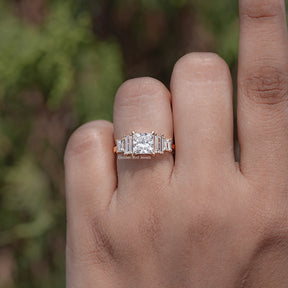 Princess And Baguette Lab Diamond Five Stone Ring
